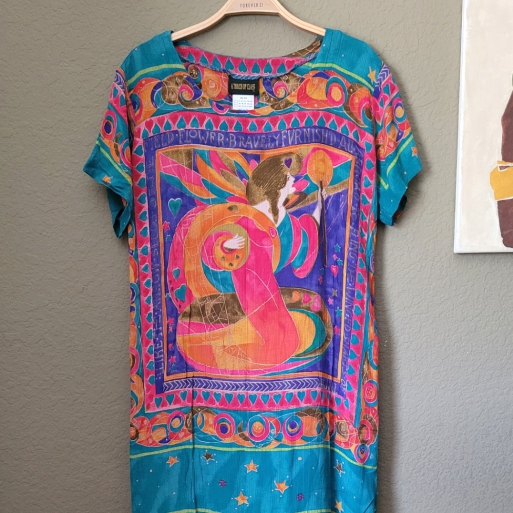 Vintage Colorful Graphic Dress Size S/M
